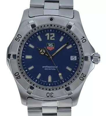 Vintage 38mm Men's Tag Heuer Blue Dial Professional 2000 Series Watch WK1113! • $449.95