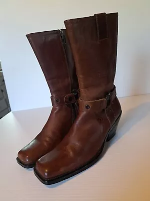 Siren Mark Nason Leather Harness Boots Brown Rockabilly Womens 9 M#69161 • $55.99