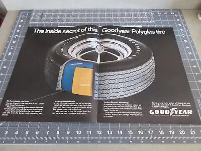 1971 Goodyear Tire Polyglas Cutaway View 2 Page Centerfold Vintage Print Ad • $18.97