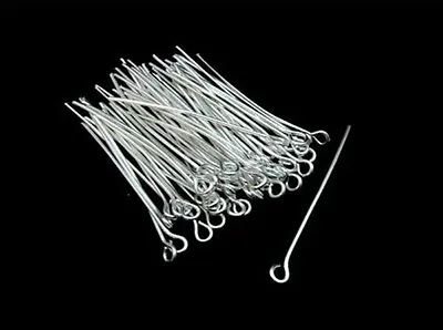 £1.79 • Buy 100 X 30mm Silver Plated Eye Pins Jewellery Craft Findings Beading K52