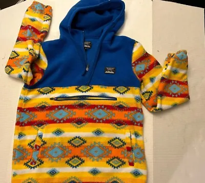 Massive Outdoor Fleece Pullover Hoodie Men's Small  Zip Neck Aztec Tribal Print • $24