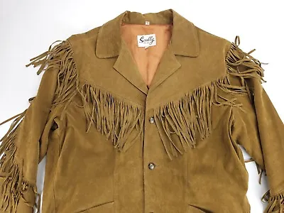 Scully Western Brown Suede Leather Lined Fringed Ranch Cowboy Jacket Mens 46 • $112.04