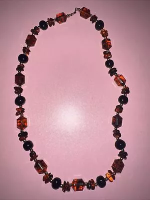 Apple Juice Bakelite And Black Bead Necklace Vintage 1950’s 22” Costume • $7.50