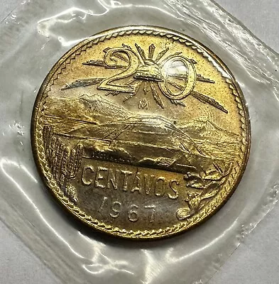 Mexico 1967 20 Centavos High Grade Very Nice Condition *81 • $11.99