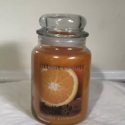 Village Candle Orange Cinnamon Scented Large Classic Jar 2 Dual-Wick Tecnol 26oz • $26