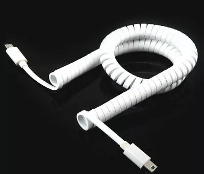 Micro 5Pin Male To Mini 5Pin Male Flat Data Charging Coiled Cable - 3m • £6.95