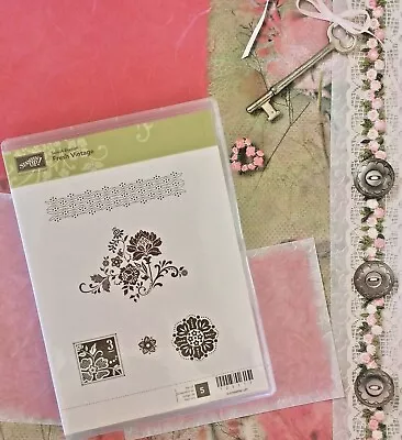 Stampin Up Fresh Vintage Clear Mount Rubber Stamps Flourish Lace Inspired Border • $13.65