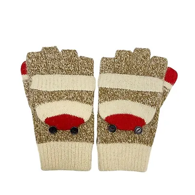 Carolina Amato Womens Oatmeal Heather Angora Wool Blend Pop Top Gloves Mittens • $39.99