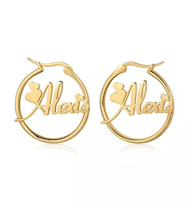Personalised Custom Name Hoop Earrings Sterling Silver Jewellery Gift For Her • £19.19