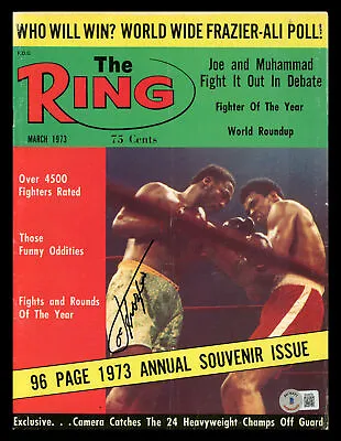 Joe Frazier Autographed Signed Ring Magazine Beckett BAS QR #BK08793 • $89