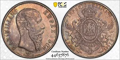 1867 Mexico Maximilian Peso Silver - Certified NGC AU Details - Rare Pedigreed  • $791