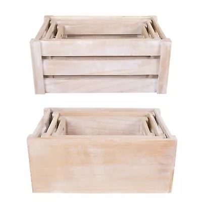 £6.99 • Buy Wickerfield Home Rustic Light Brown Display Boxes Decorative Wooden Crates