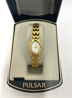 £14.99 • Buy Ladies Pulsar Gold Chunky Bracelet Chain Analogue Watch In Box