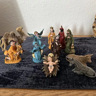 Christmas Nativity Figures Vintage Italy Hard Plastic Hand Painted Italian 11 Pc • $29.99