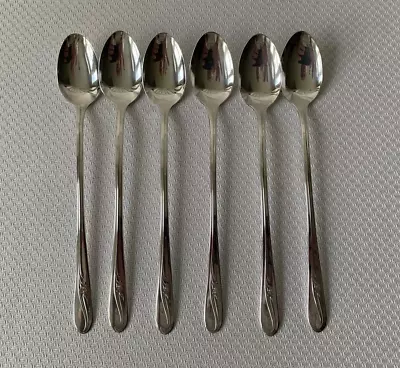 6 Iced Tea Spoons H & T Mfg Co Silver Plate Flatware ‘Meadow Flower’  1940s • $9.99