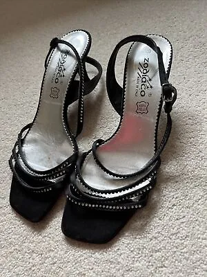£10 • Buy Zodiaco Black Strappy Shoes With Diamante 40