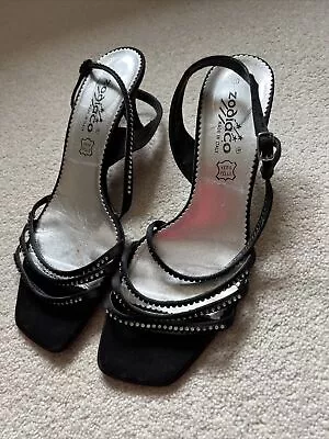 Zodiaco Black Strappy Shoes With Diamante 40 • £10