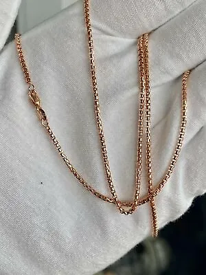 1.8MM Solid 14K Rose Gold Round Box D.C Chain Necklace 16-24  • $317.90