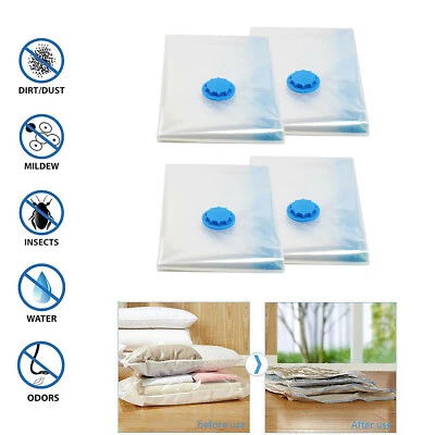 $32.84 • Buy 4X Strong Vacuum Storage Bags VAC Space Saving Compressed Bag Vaccum Pack Saver╭