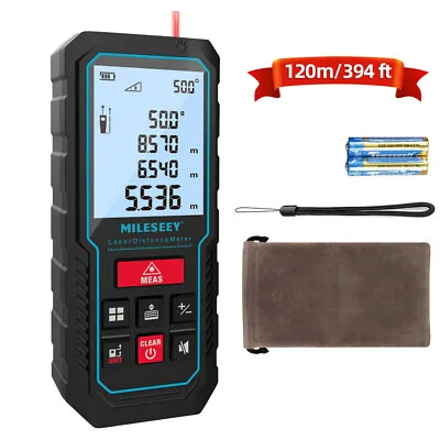 Mileseey 120M Laser Distance Measure Upgrade Electronic Angle Sensor M/in/Ft • £34.98