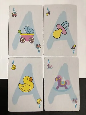 Baby Boy Shower Newborn Celebration Swap Playing Cards Set 4: Pram Rocking Horse • $4