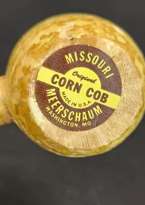 Vintage Missouri Original Corn Cob Meerschaum Smoking Tobacco Pipe Black Tip USA • $19.99