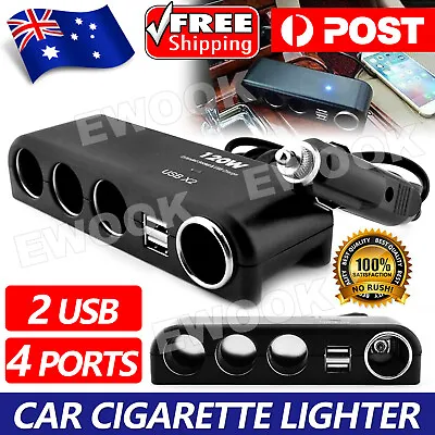 4 Way 12V 24V Multi Socket Car Cigarette Lighter Splitter USB Charger Adapter • $11.85