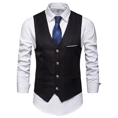 - Mens WAISTCOAT For WEDDING WAITERS BAR STAFF Vest Tops Waist Coats Fancy Dress • £7.43