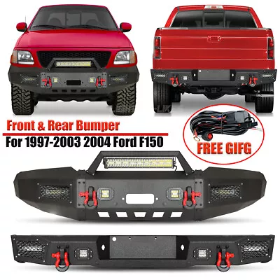 Front Rear Bumper Steel For 1997-2003 2004 Ford F150 W/Winch Plate & LED Lights • $588.99