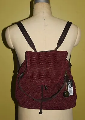 $127.68 • Buy New Woman THE SAK SAYULITA Backpack Burgundy Hand Crochet Inside Pockets $149