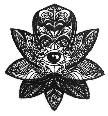 All Seeing Eye Peace Yoga Lotus Flower Mystic Black & White Embroidered Patch • £3.50