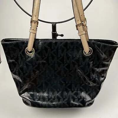 Michael Kors Women's Black Patent Leather Medium Tote Bag 14x9  READ • $24.99