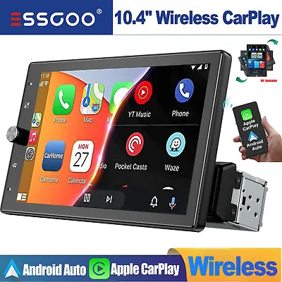 10.4  Single 1 DIN Car Stereo Wireless Apple CarPlay Android Auto Head Unit AUX • $173.99