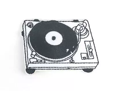 Record Player Music Turntable White Embroidered Iron On Patch 2009 • $2.89