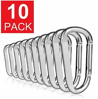 10-Pack Aluminum Carabiner D-Ring Key Chain Clip Hook Silver • $5.05