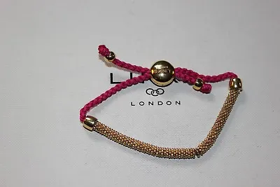 Genuine Links Of London Effervescence Xs 18ct Yellow Gold &fuschia Cord Bracelet • £99.99