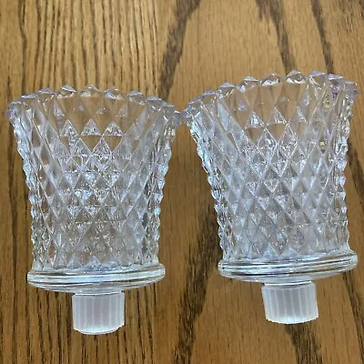 Vintage Home Interior Clear Diamond Cut Votive Candle Holders Set Of 2 • $10.70
