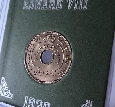£12.99 • Buy 1936 British West Africa King Edward VIII One Halfpenny Coin UNC In Display Case