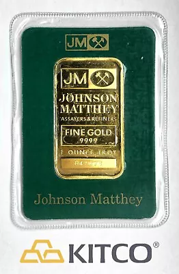 Vintage Johnson Matthey 1 Oz Fine Gold Minted Bar 9999 Green Assay Card #B 47376 • $2600