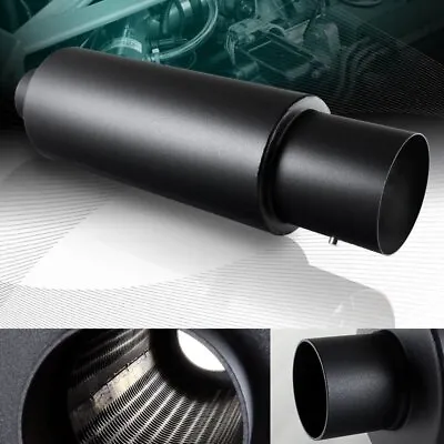 Universal 4  N1 Flat Tip Black Stainless Exhaust Muffler 2.5  Inlet W/silencer • $37.95