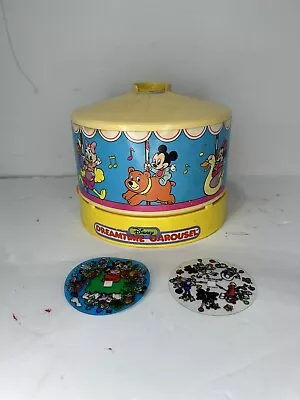 Disney 1988 Dreamtime Carousel Light & Sound Music Box With 2 Disks TESTED WORKS • $49.99