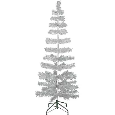 60  Retro Silver Tinsel Christmas Tree Vintage Feather Style XMASS Holiday 5FT • $89.99