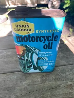 Vintage Union Carbide Synthetic  Motorcycle Oil ~ High Performance 32oz Graphics • $26