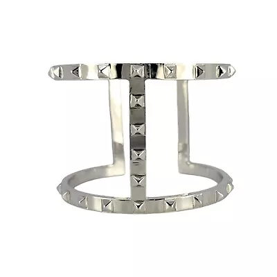 Vince Camuto Silver Tone Edgy Pyramid Spike Wide Cuff Bangle Bracelet • $29.50