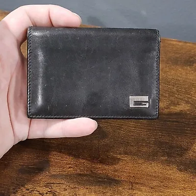 Vintage Gucci Black Leather Card Wallet With Corner Logo • $95