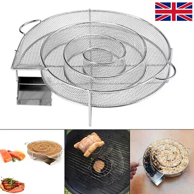 Cold Smoke Generator Wood Chip Smoker BBQ Grill Round Mesh For Salmon Bacon Egg. • £13.99