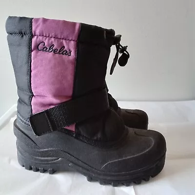 Cabela's Youth Snow Boots 3 Black Purple Removable Wool Sock • $26.99