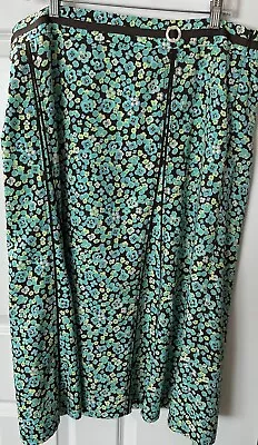 R.Q.T. Women's Size 18 Teal/brown/green A Line Midi Skirt Spring/summer 31” • $15.99