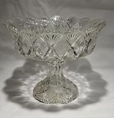 Antique Beautiful American Brilliant Cut Glass ABCG  Compote Pedestal Bowl Heavy • $24.99