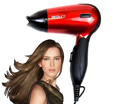Professional Foldable Handle Hair Dryer Style With Concentrator Nozzle Red Hot • £11.89